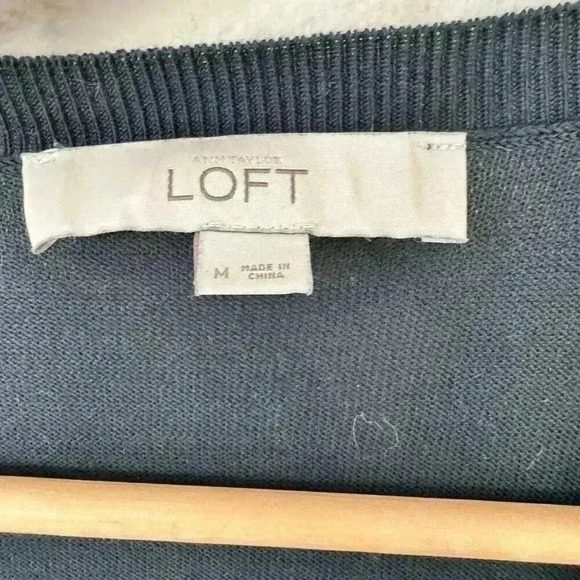 Ann Taylor Loft Cotton Cardigan Sweater Black with Gemstone Accents Medium - Picture 3 of 6